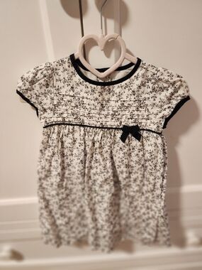 Janie and Jack Black and White Floral Smocked Dress